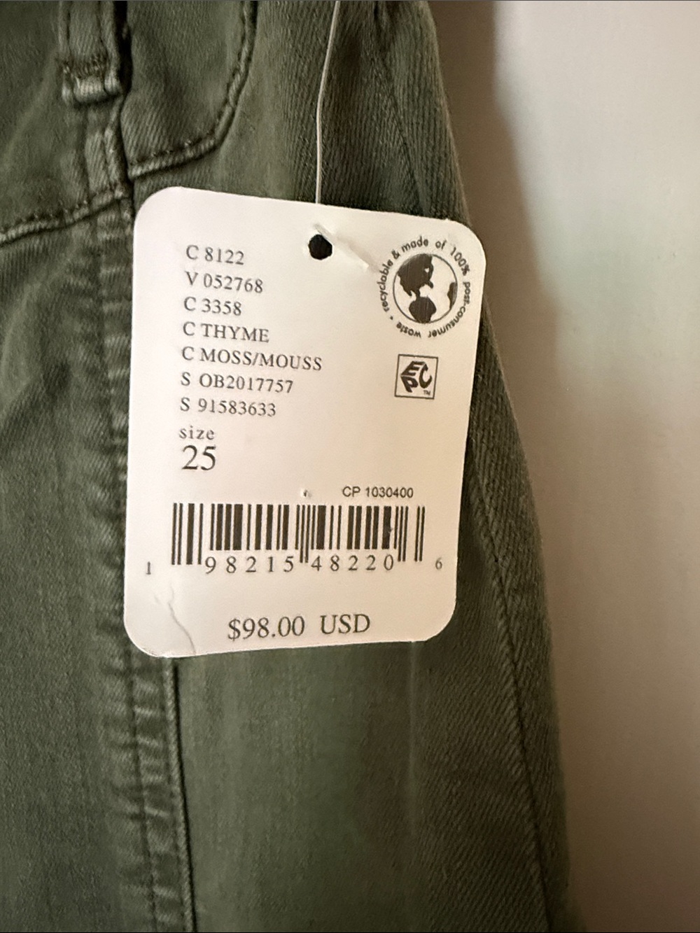 Free People High-Waist Wide Leg Moss Green Pants - Picture 2 of 3